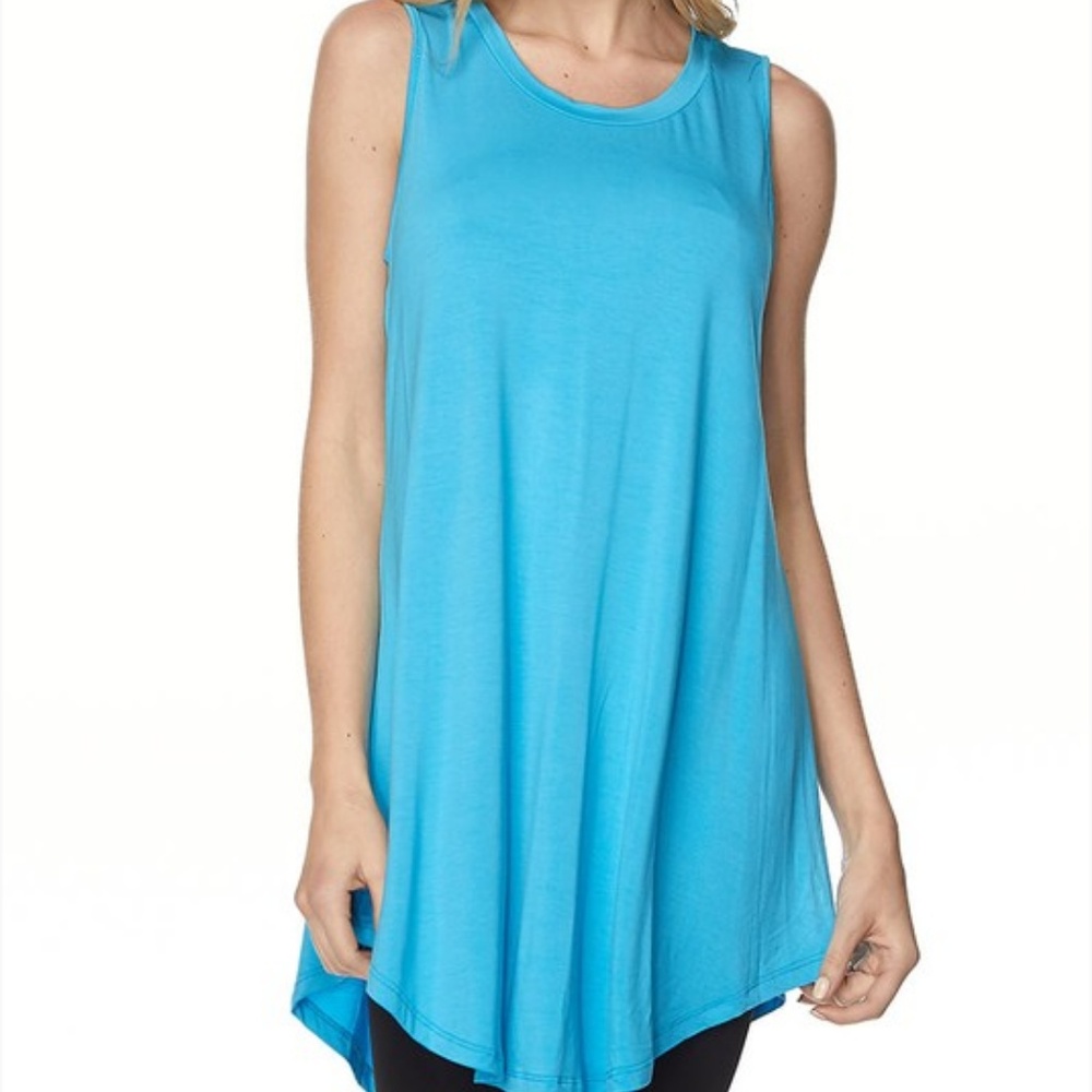 Size 2X & 3X Left! Turquoise Sleeveless Tunic